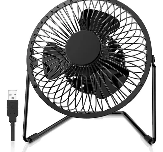 Bearsu - Mini ventilatore da tavolo USB in metallo silenzioso rotante a 360 ° per casa, uf...