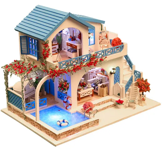 Miniature Super Mini Size Doll House Building Model Kit Mobili in legno Giocattoli Casa de...