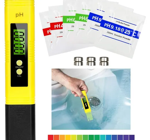 Briday - Misuratore di pH digitale, tester di qualità dell'acqua LCD digitale, campo di mi...