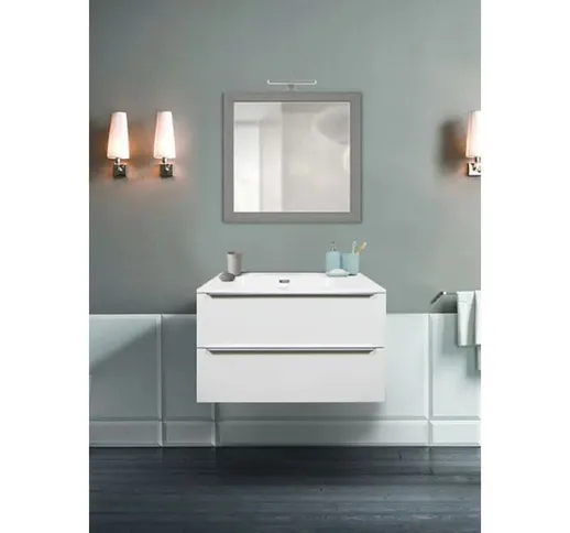 Mobile bagno pordenone 2 cassetti bianco frassinato da 70 cm con lavabo in Quarzimar