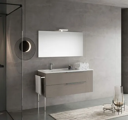 Mobile bagno con lavabo sinistra 120CM grigio frassinato effetto legno new york