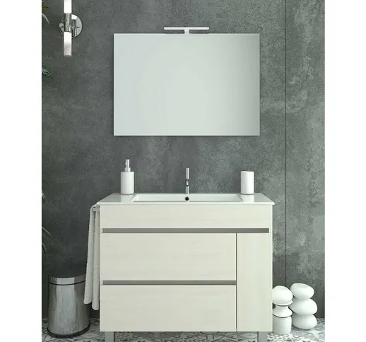 Mobile bagno hemera con lavabo, specchio e portasciugamani 80CM Crema