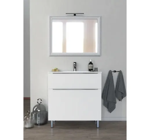 Mobile bagno mod. parma bianco opaco da 70 cm con lavabo in Quarzimar 1 cassetto + 1 casse...