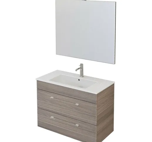 Olimpo Docce - Mobile bagno sospeso 80cm con specchio finitura olmo facile