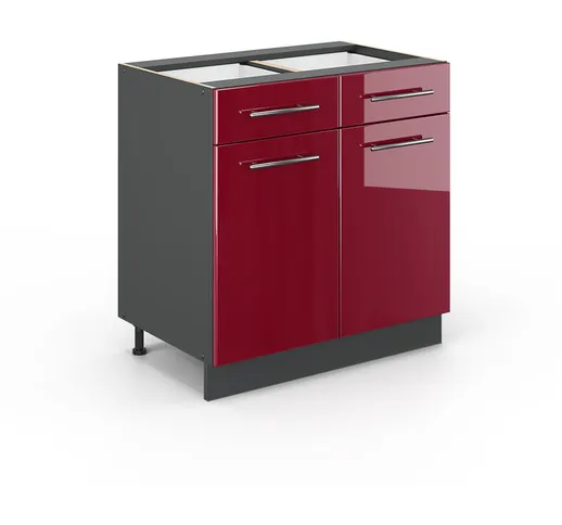 Mobile base lavabo "Fame-Line 80cm Bordeaux lucido/antracite 