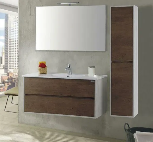 Mobile Da Bagno Sospeso 80cm Colonna P18cm Mazzoni Maiorca Plus Noce Scuro Frassinato