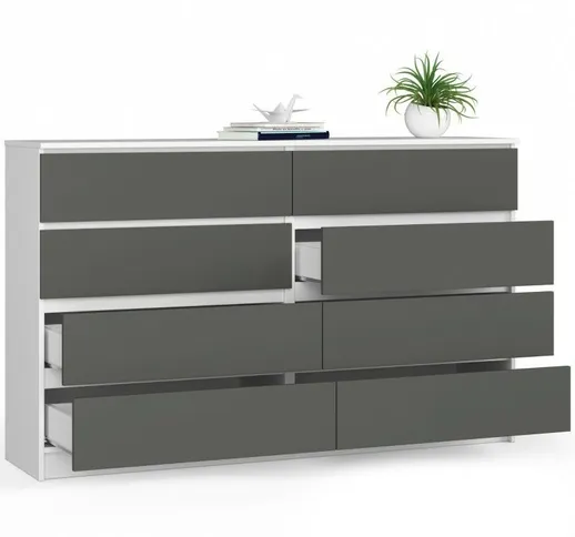 Abamihome - Mobile Ingresso Comò Cassettiera Moderna Credenza 8 Cassetti 160 x 99 x 40 - C...