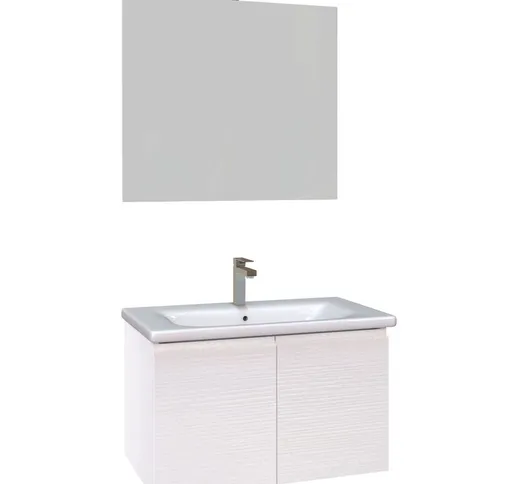 Olimpo Docce - Mobile bagno sospeso 80cm larice bianco con sportelli duo-219-bl