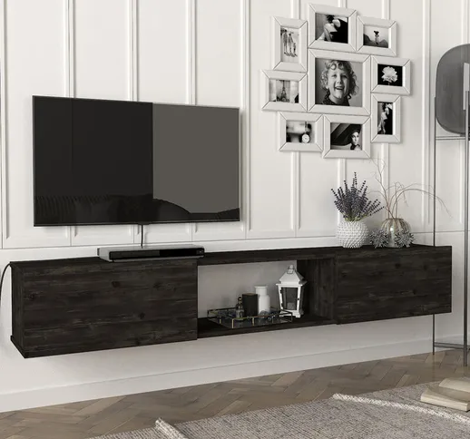 [en.casa] - Mobile tv da Parete 180 x 31 x 29,5 cm Mensola Porta tv con 3 Scomparti 2 Vani...