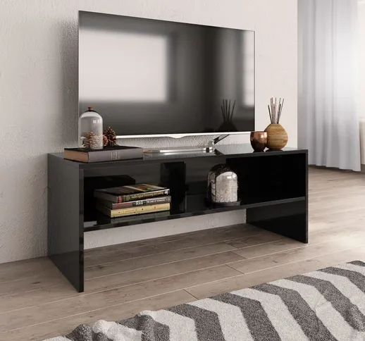  - Mobile TV modern wood 100x40x40 cm various colors colore : Nero lucido