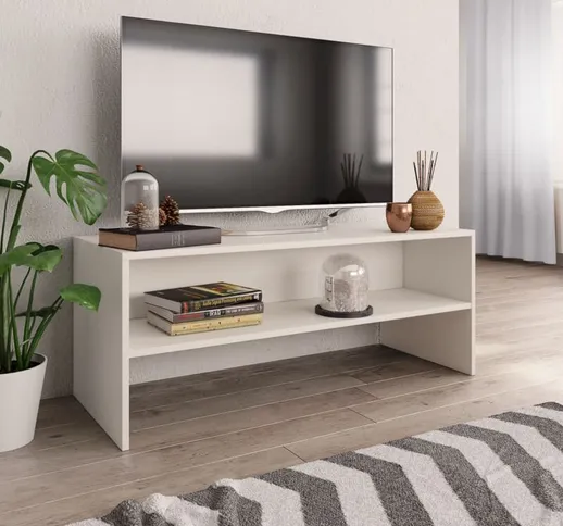 Bonnevie - Mobile tv Moderno - Porta tv Bianco 100x40x40 cm in Truciolato BV862425