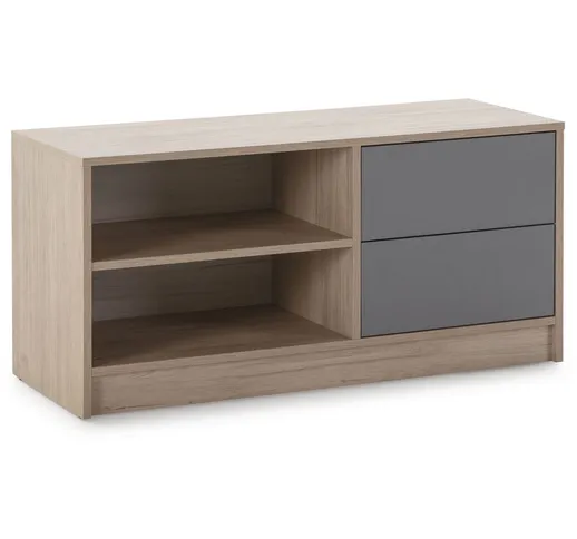 Vs Venta-stock - Mobile tv Panama 2 cassetti, Color Legno e Grigio, 100 cm (Larghezza) 40...