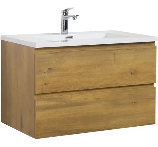 Badplaats - Mobili da bagno Angela 80cm Rovere - armadio mobiletto lavabo Mobili Armadiett...