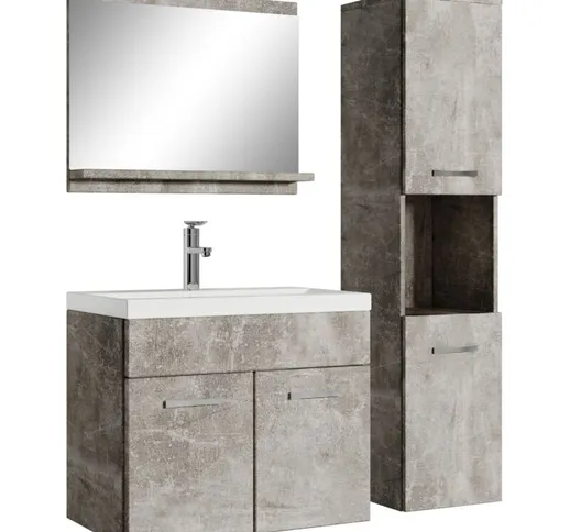 Mobile da bagno Montreal 60cm Grigio Cemento - armadio mobiletto lavabo Mobili Armadietto...