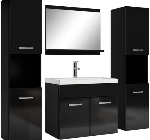 Mobile da bagno Montreal xl 60cm Nero Lucido - armadio mobiletto lavabo Mobili Armadietto...