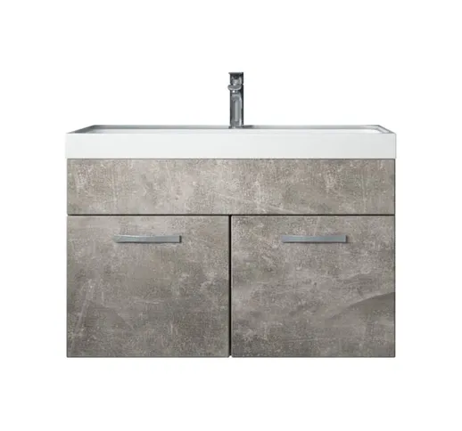 Mobile da bagno Paso 01 80cm Grigio Cemento - armadio mobiletto lavabo Mobili Armadietto -...