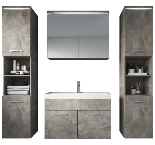 Mobile da bagno Paso xl 80cm Grigio Cemento - armadio mobiletto lavabo Mobili Armadietto -...