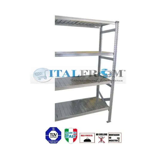 MODULO CONTINUATIVO- scaffalatura da magazzino zincata H 200 cm , L 120 cm , PROF.50 cm ,...