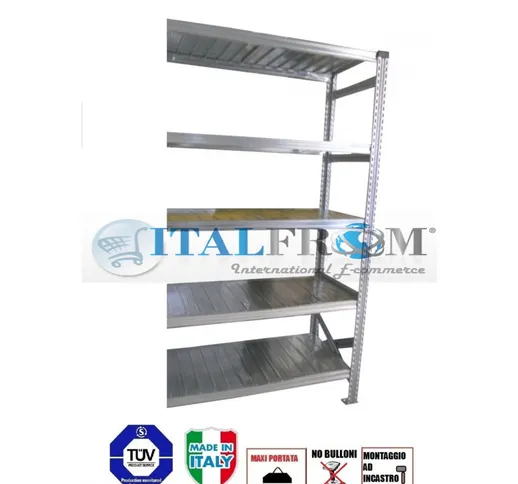 Italfrom © - modulo continuativo- scaffalatura da magazzino zincata h 250 cm , l 105 cm ,...