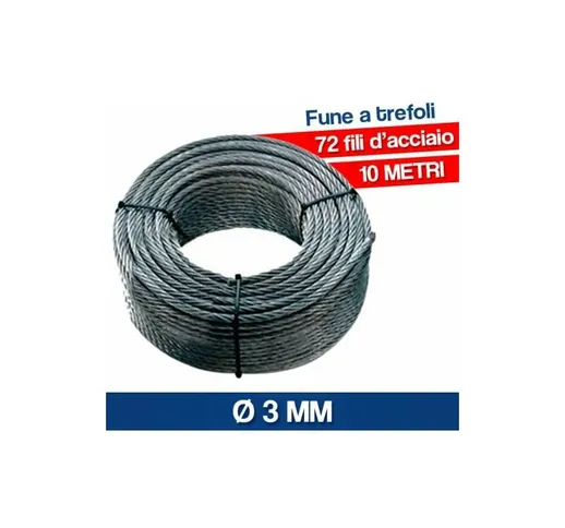 Marca - corda fune a trefoli in acciaio zincato multiuso 10 metri 16147V mm 3 (16154)