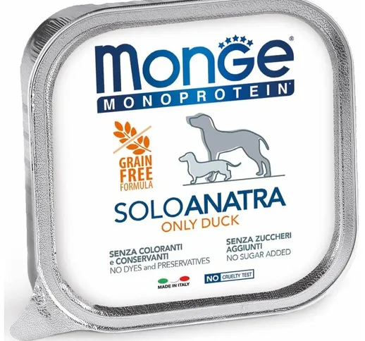 Monoproteico Solo Anatra 150 g per cani: 24 vaschette x 150 g cad. - Monge