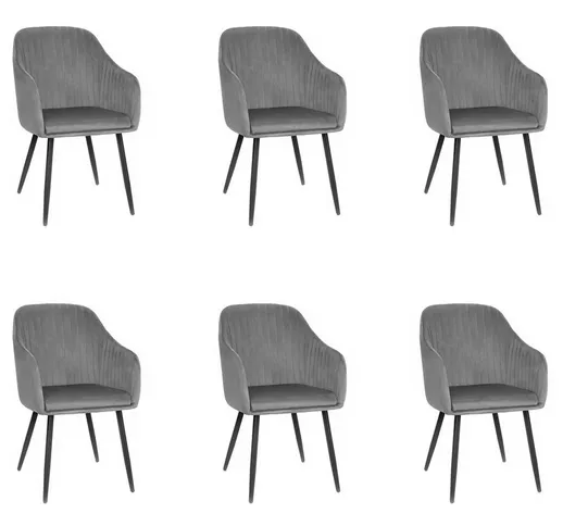Mossil - Set di 6 sedie glamour per soggiorno/sala da pranzo/ufficio - 84,5x58,5x52,5 cm -...