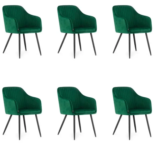 Hucoco - mosspa - Set di 6 sedie glamour per soggiorno/sala da pranzo - 84,5x58,5x52,5 cm...