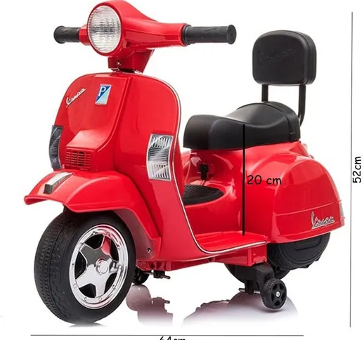 Mini Vespa per bambini Piaggio rossa moto elettrica px150 6V poggiaschiena LT913