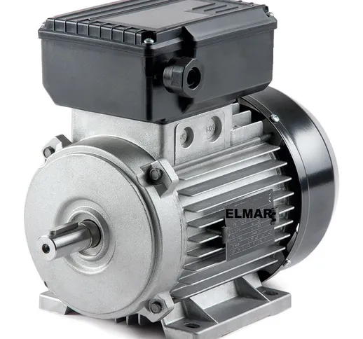 Elmar - Motore Elettrico Monofase Hp 1,5 Kw 1,1 2800 Giri Mec80 B3 Albero 19 Mm Con Piedin...