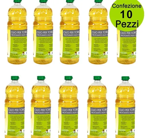 Multipack da 10 pz olio per torce alla citronella vegetale litri 1 zanzare stop