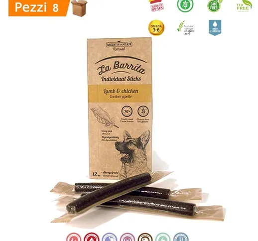 Multipack da 8 scatole la barrita snack per cani pollo & agnello 12 barrette da 150 gr