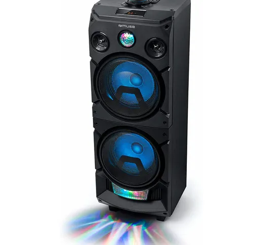 m-1935 dj black party speaker 400w con radio bluetooth fm usb aux 2x mics - 