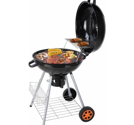  Barbecue a Carbone Grill, Bollitore Barbecue Grill, Carrello per Barbecue con due griglie...