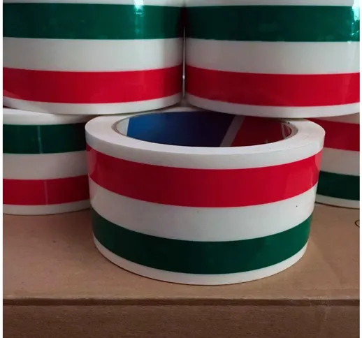 Nastro per imballaggio Tricolore bandiera Italiana 50mm x 66MT Packaging - 50mm x 66MT (2...
