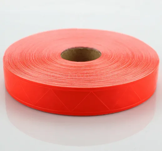 Stickerslab - Nastro riflettente in PVC rosso fluorescente da cucire sui vestiti 25/50 mm...