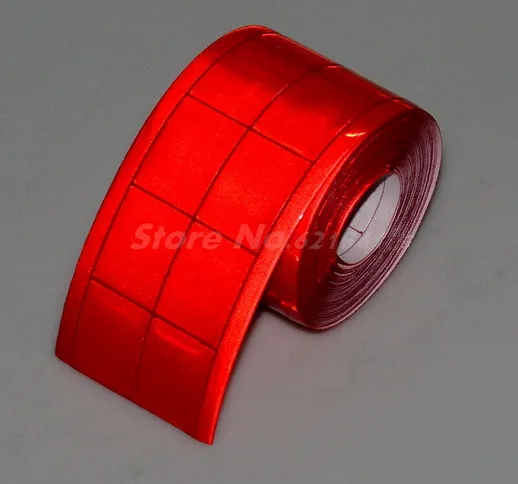 Nastro riflettente in PVC rosso fluorescente da cucire sui vestiti 25/50 mm Misura - 5cm x...