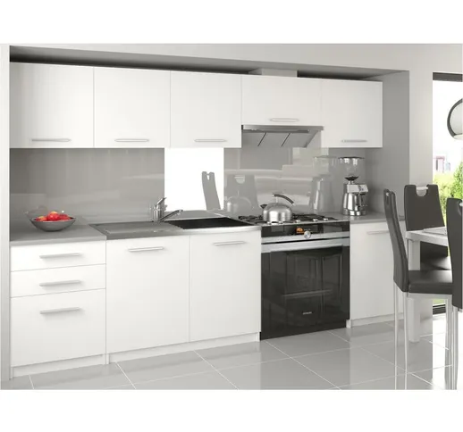 NOVIA Cucina Lineare Completa 240/180 cm 7 pz Piano di lavoro INCLUSO Set di mobili da cuc...