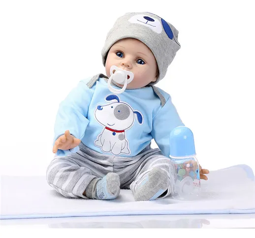 NPKDOLL Reborn Baby Doll Morbido Silicone Vinile Baby Boy 21,6 pollici 55 cm Bocca Cute bo...