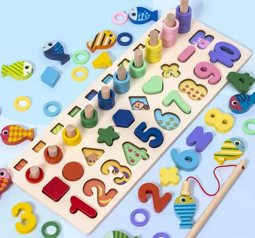 Asupermall - Numero di legno Puzzle Match Board Gioco di matematica Giocattoli per l'appre...