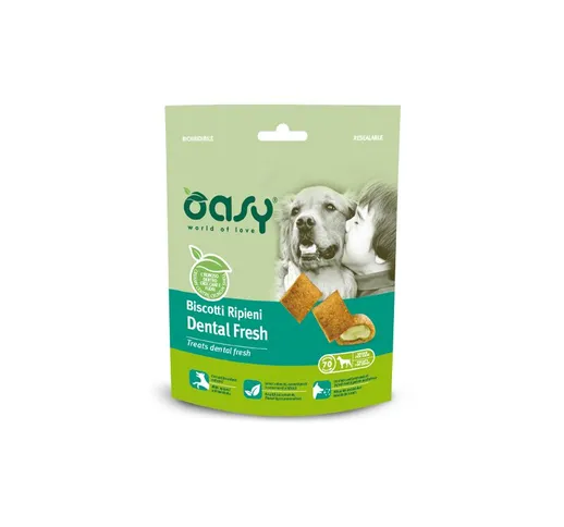 BISCOTTI RIPIENI DENTAL FRESH - Gr.70 - Snack Cani migliora alito - Oasy