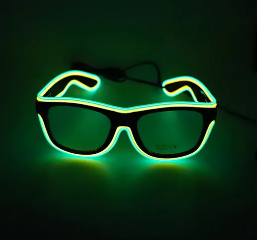 Occhiali LED 20 colori Opzionale Light Up El Wire Neon Rave Glasses Twinkle Glowing Party...