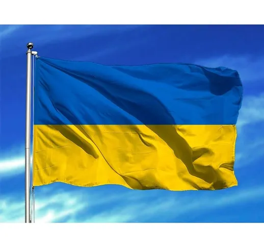 Bandiera dell'Ucraina 150 x 85 cm, rinforzata e con punte, bandiera con 2 occhielli metall...