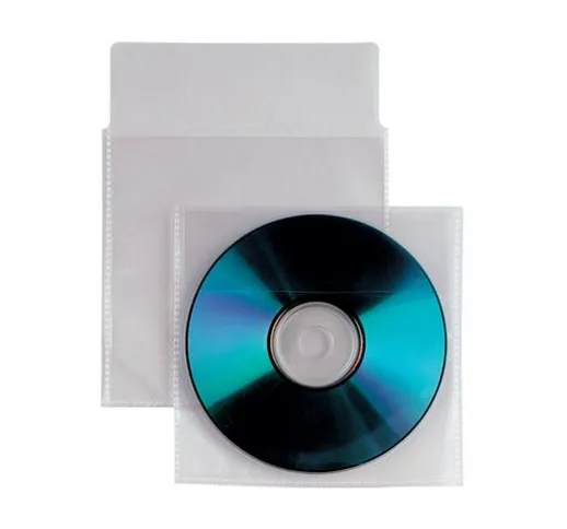 OEM Buste Porta CD/DVD in PPL 100 Micron Con Aletta e Biadesivi 100 pz