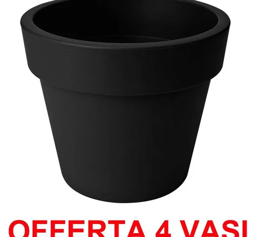 OFFERTA 4 VASO GREEN BASICS TOP PLANTER 23CM LIVING BLACK - 