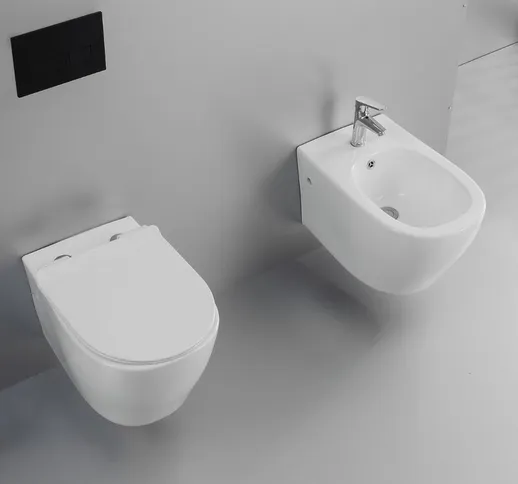 Coppia sanitari fun sospesi vaso bidet sedile frizionato fissaggi - Ogomondo