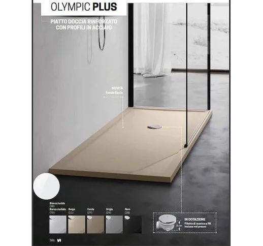 Olympic plus piatto doccia acrilico 170x70 h4,5 piletta ø 90 bianco codice prod: OL170704-...