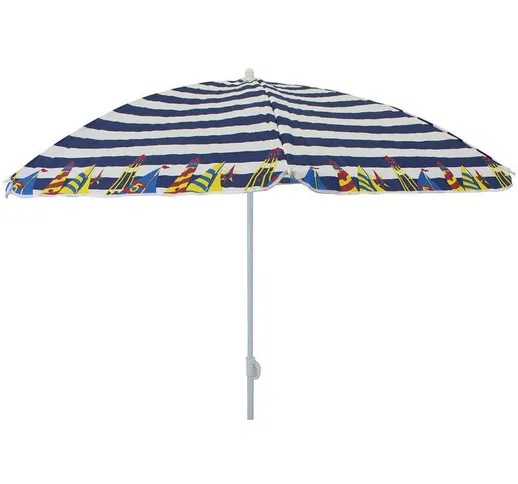 Playaness - Ombrellone da spiaggia con telo in tnt bianco e blu 150 cm