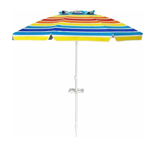 Costway - Ombrellone da Spiaggia 2,2 m, Ombrellone Tondo con Protezione Solare, Ombrellone...