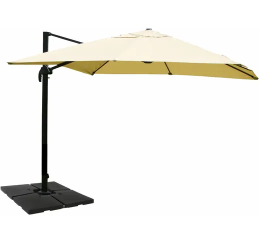 Ombrellone parasole HWC-A96 3,5x3,5m alluminio avorio girevole con base