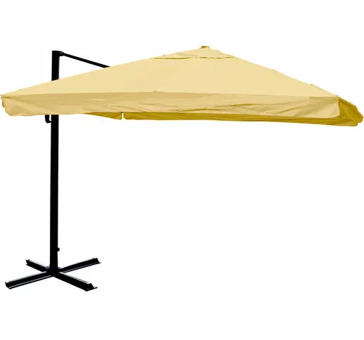 Ombrellone parasole HWC-A96 3,5x3,5m alluminio con volante avorio girevole senza base